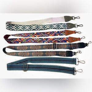 4 Nylon Leather Trim Brown REPLACEMENT Shoulder STRAP Silver Metal Hardware